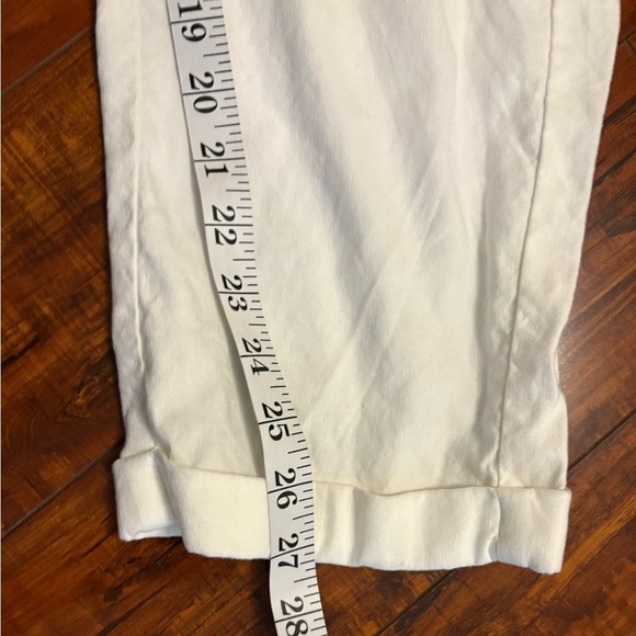 J.Jill Linen Stretch Boho White Straight Cuffed Bottom Leg Pants Large Petite LP - Picture 14 of 15